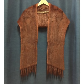 Brown Fur Stole with tassels ADULT HIRE